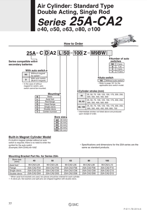 [SMC Pneumatics]Mounting bracket for cylinder 25A-CA2-F08