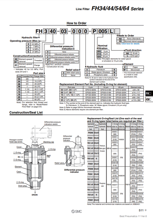 [SMC Pneumatics]Replacement Element  EP910-010W