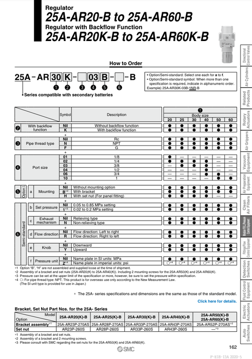 [SMC Pneumatics]Regulator 25A-AR40-04-B