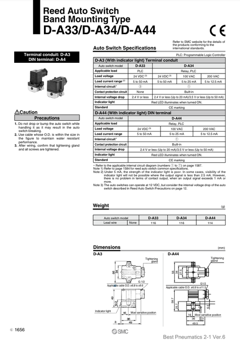 [SMC Pneumatics]Auto Switch D-A44
