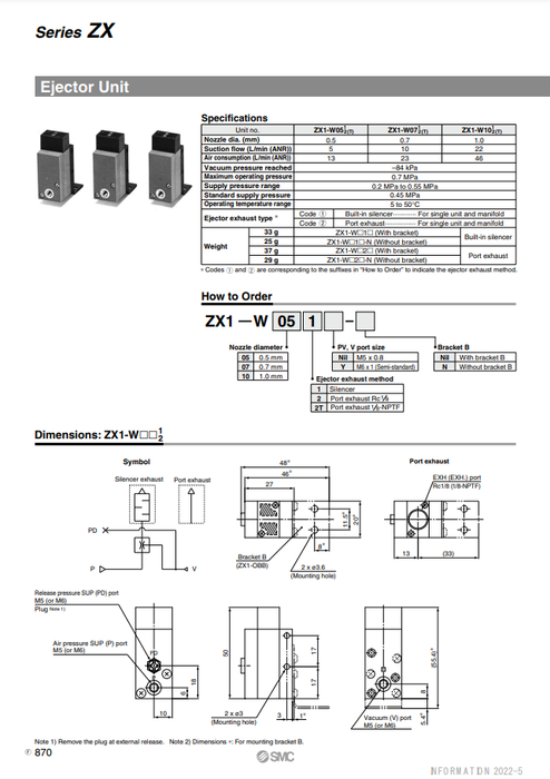 [SMC Pneumatics]Ejector Unit ZX1-W101