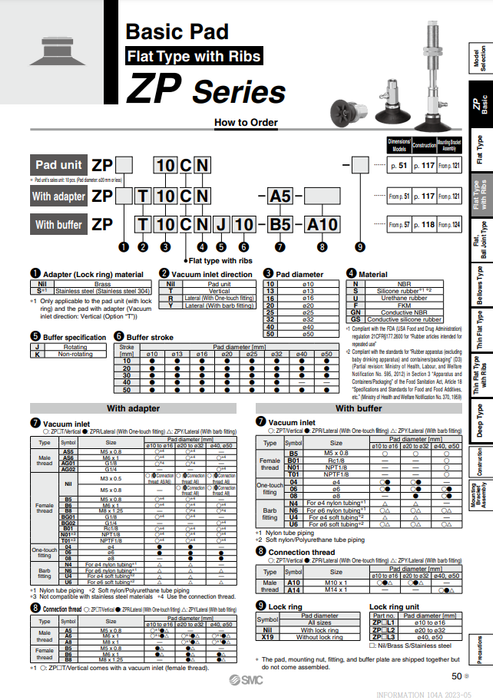 [SMC Pneumatics]Vacuum Pad ZP10CN