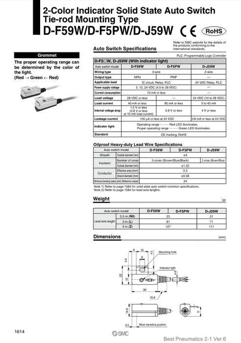 [SMC Pneumatics]Auto Switch D-J59W