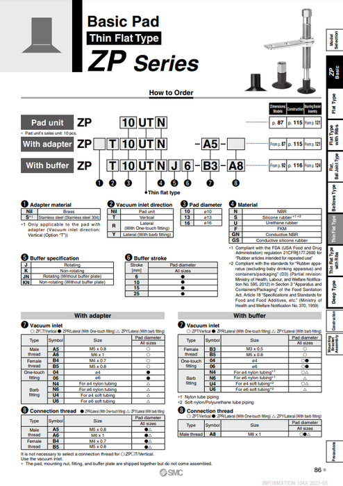[SMC Pneumatics]Vacuum Pad ZP13UTN