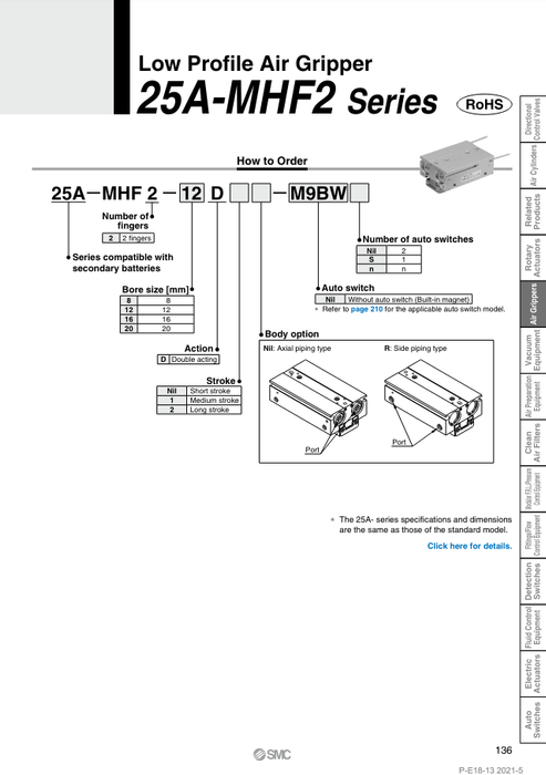 [SMC Pneumatics]Air Gripper 25A-MHF2-20D2