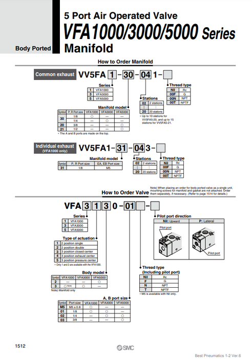[SMC Pneumatics]Manifold VV5FA5-20-021