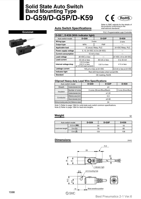 [SMC Pneumatics]Auto Switch D-G59