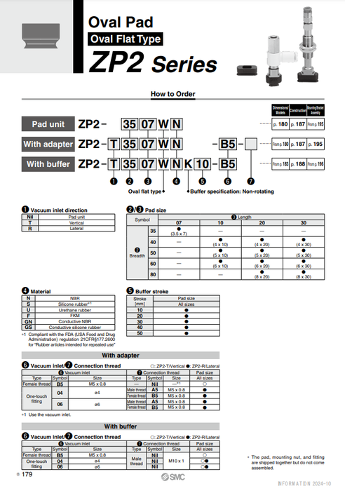 [SMC Pneumatics]Vacuum Pad ZP2-T4010WSK10-B5