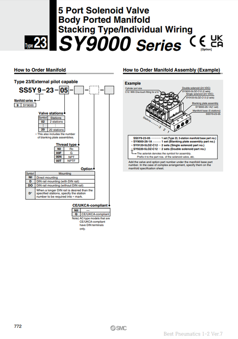 [SMC Pneumatics]Manifold SS5Y9-23-04