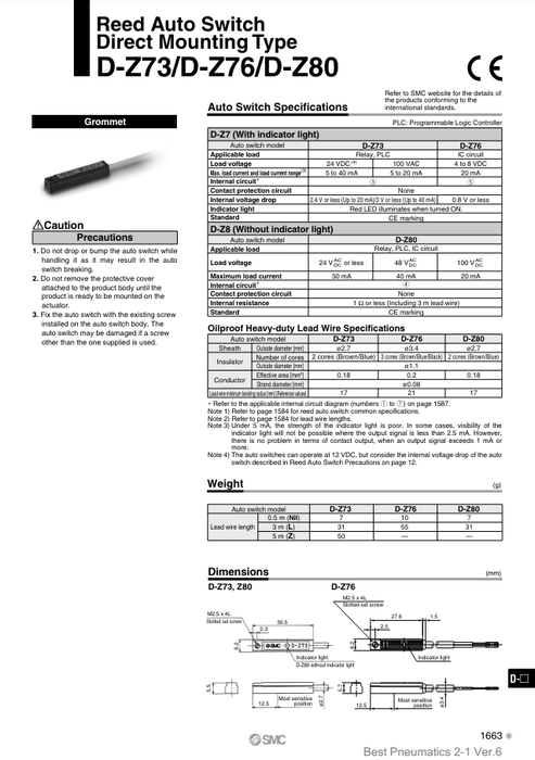 [SMC Pneumatics]Auto Switch D-Z73L
