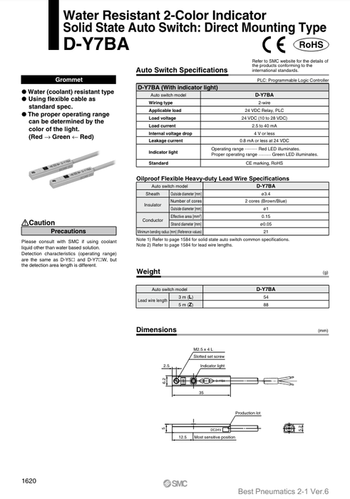 [SMC Pneumatics]Auto Switch D-Y7BAL