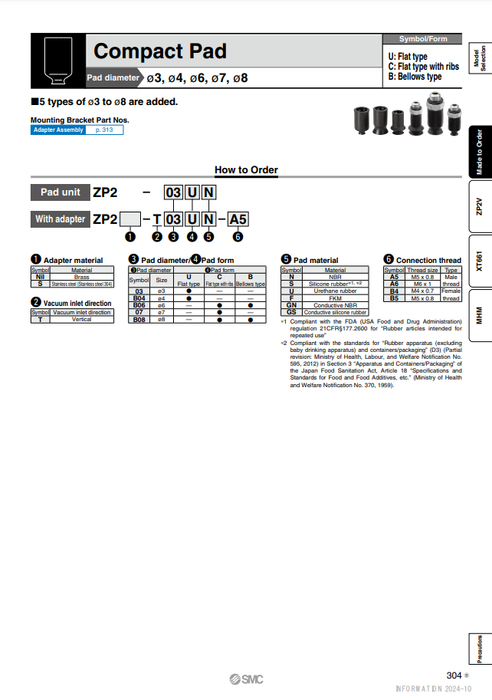 [SMC Pneumatics]Vacuum Pad ZP2-B06CS