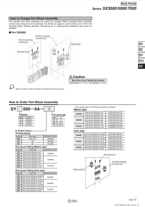 [SMC Pneumatics]Port Block SY3000-6A-C4