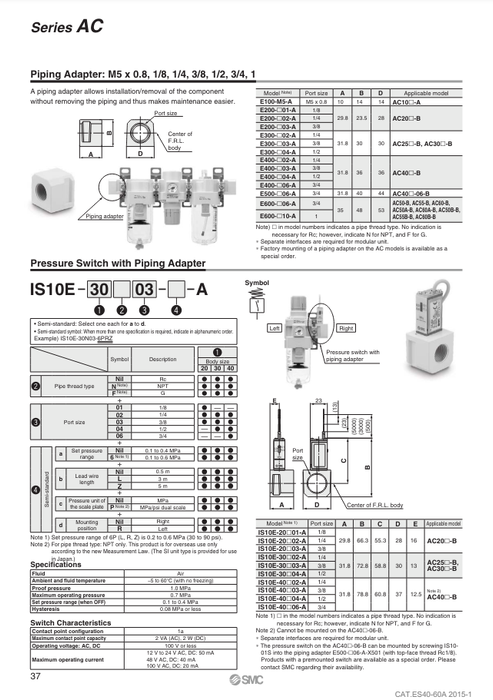 [SMC Pneumatics]Pressure Switch IS10E-3003-6L-A
