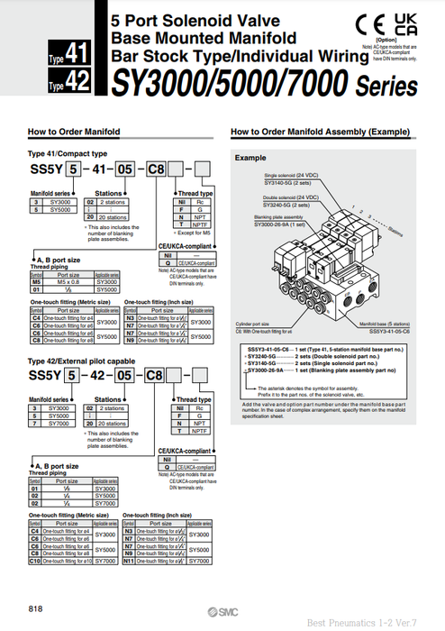 [SMC Pneumatics]Manifold SS5Y5-41-06-C6