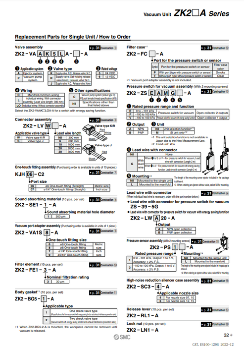 [SMC Pneumatics]Valve Assembly ZK2-VAAK5LA-A