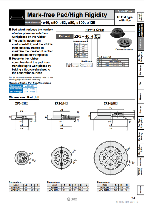 [SMC Pneumatics]Vacuum Pad ZP2-125HCL