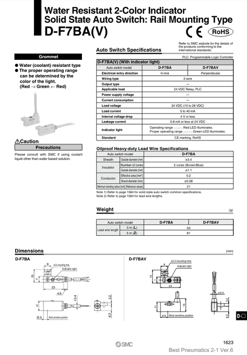 [SMC Pneumatics]Auto Switch D-F7BAVL