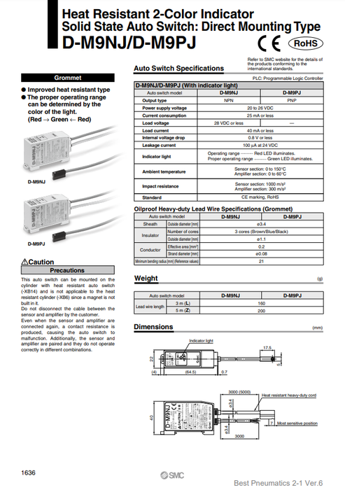 [SMC Pneumatics]Auto Switch D-M9NJZ
