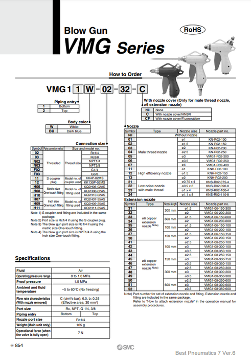 [SMC Pneumatics]Blow Gun VMG11W-12