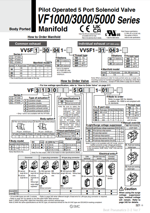 [SMC Pneumatics]Manifold VV5F5-20-071