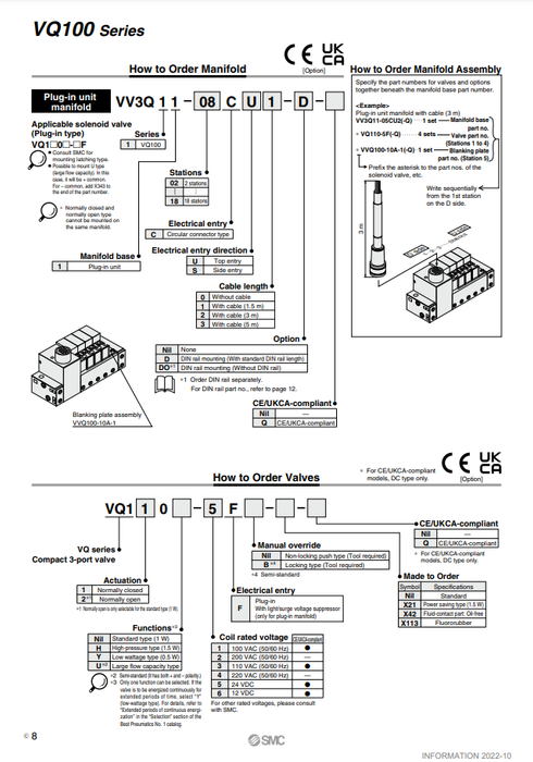 [SMC Pneumatics]Manifold VV3Q11-12CU1
