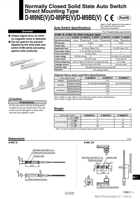 [SMC Pneumatics]Auto Switch D-M9PEL