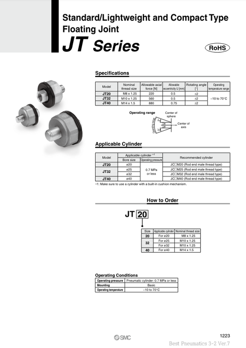 [SMC Pneumatics]Floating Joint JT32