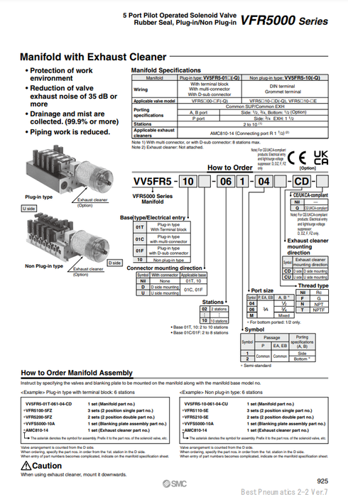 [SMC Pneumatics]Manifold VV5FR5-10-031-04