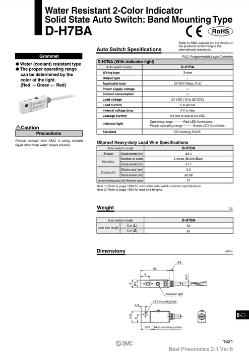 [SMC Pneumatics]Auto Switch D-H7BAL