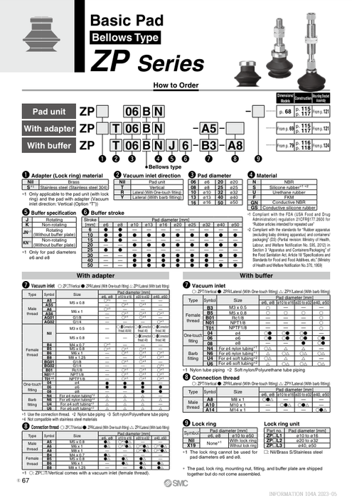 [SMC Pneumatics]Vacuum Pad ZP32BF