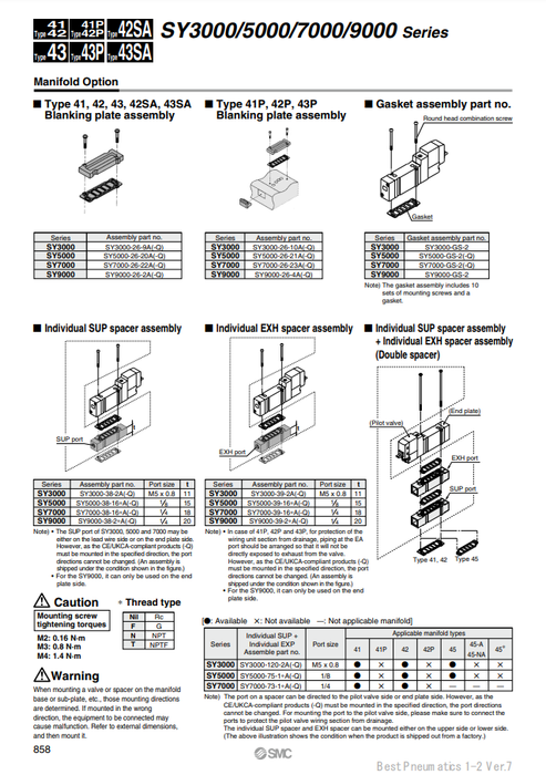 [SMC Pneumatics]Spacer Assembly SY5000-39-16A-Q