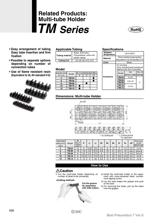 [SMC Pneumatics]Multi-tube Holder TM-08