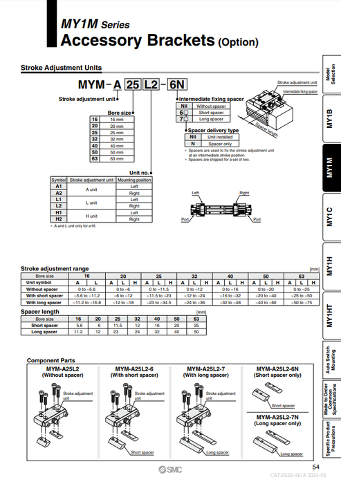 [SMC Pneumatics]Stroke Adjustment Unit MYM-A20L1