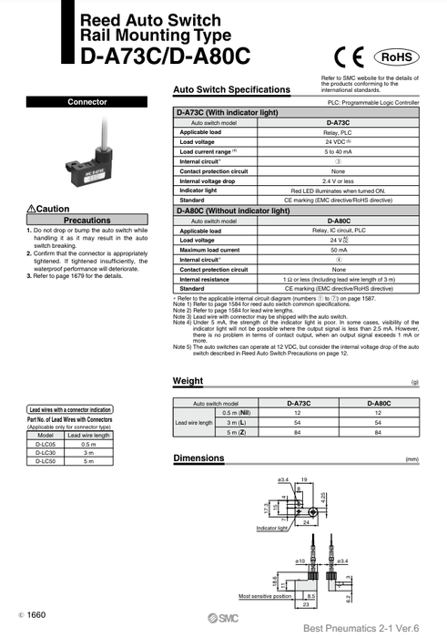 [SMC Pneumatics]Auto Switch D-A73C