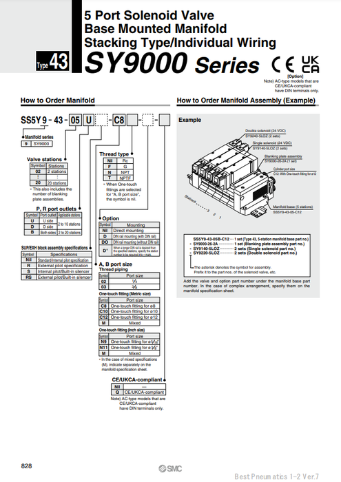 [SMC Pneumatics]Manifold SS5Y9-43-04BR-C12