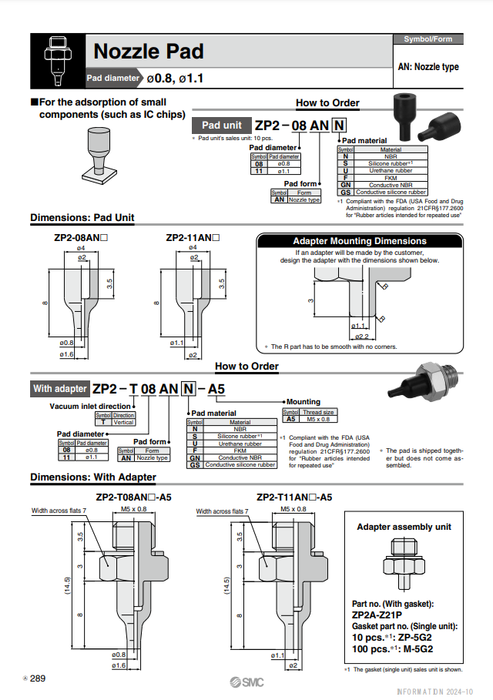 [SMC Pneumatics]Vacuum Pad ZP2-T11ANGS-A5