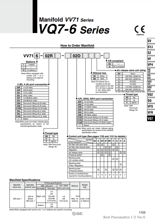 [SMC Pneumatics]Manifold VV716-03R-03B