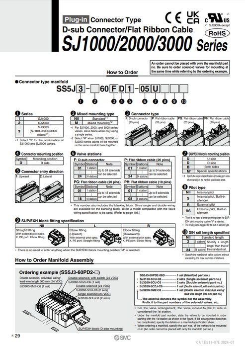 [SMC Pneumatics]Manifold SS5J3-60FD1-16B