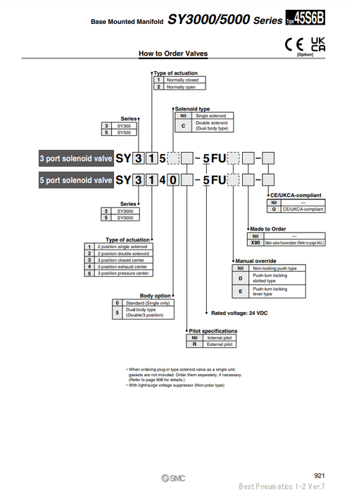 [SMC Pneumatics]Solenoid Valve SY5345-5FU