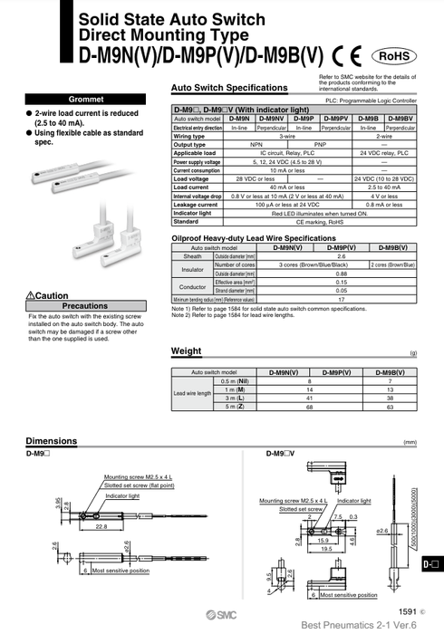 [SMC Pneumatics]Auto Switch D-M9BL