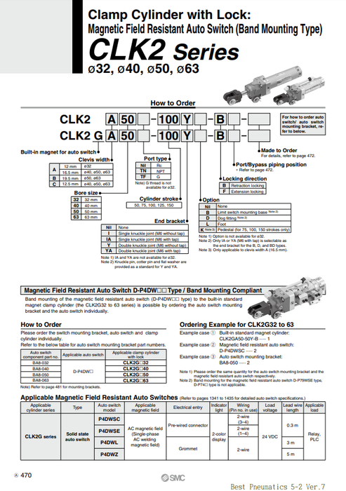 [SMC Pneumatics]Clamp Cylinder CLK2GA50-75-B