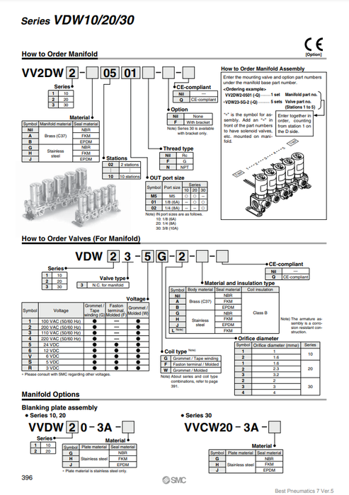 [SMC Pneumatics]Manifold VV2DW2-0201-F