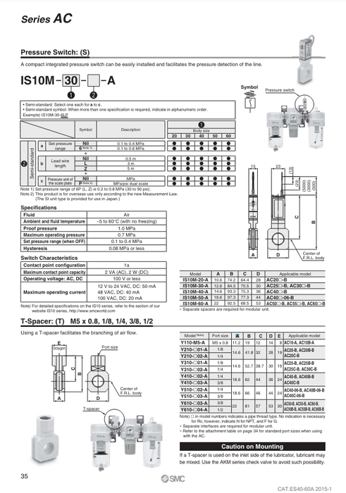 [SMC Pneumatics]Pressure Switch IS10M-20-A