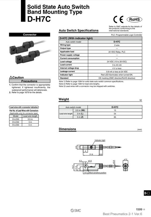 [SMC Pneumatics]Auto Switch D-H7CL
