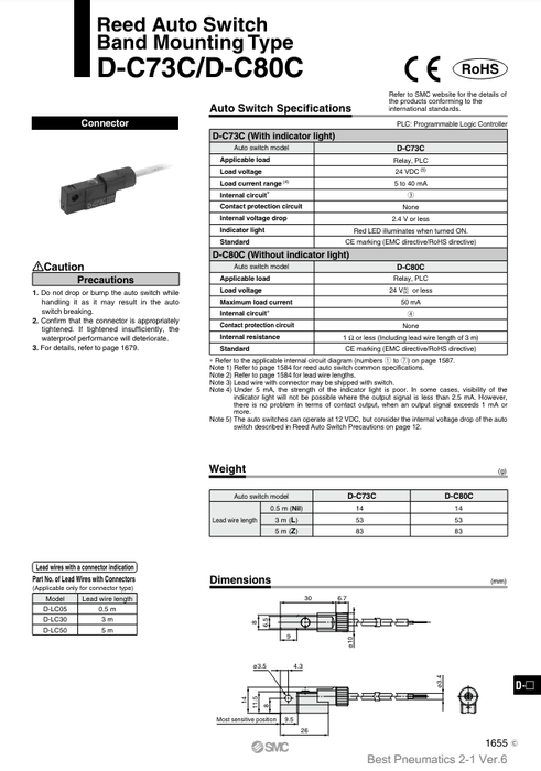 [SMC Pneumatics]Auto Switch D-C73C