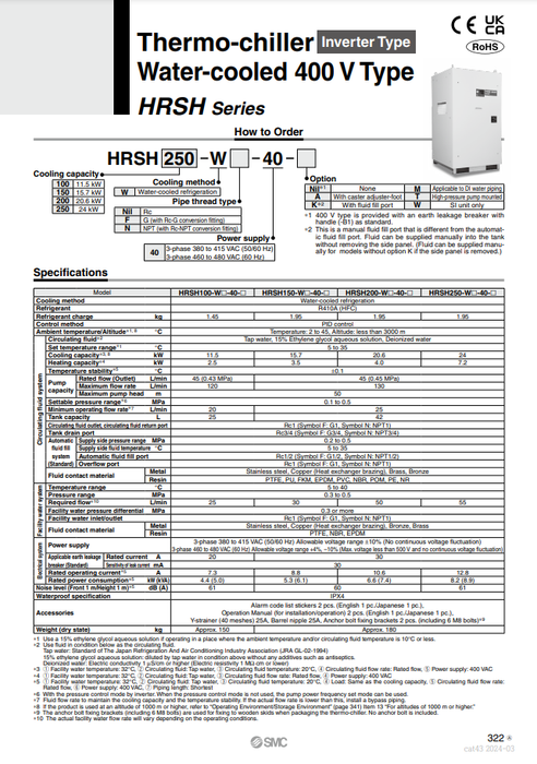 [SMC Pneumatics]Thermo-chiller HRSH100-WF-40