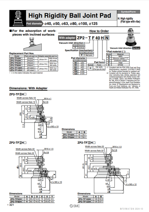 [SMC Pneumatics]Vacuum Pad ZP2-TF50HS