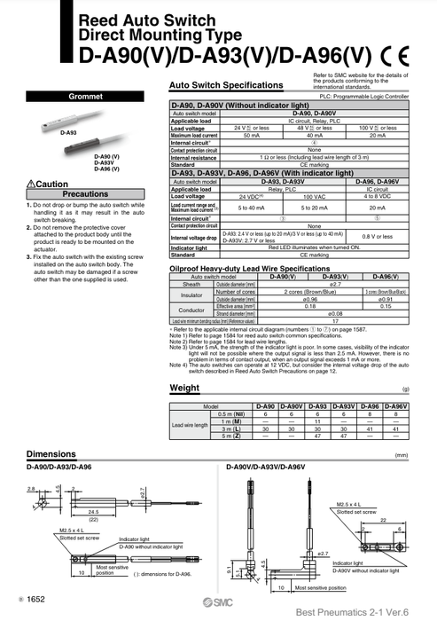 [SMC Pneumatics]Auto Switch D-A93V