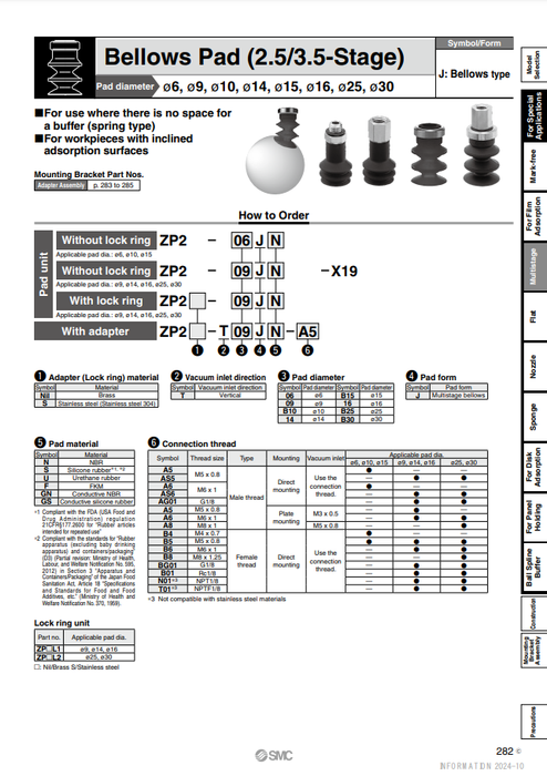 [SMC Pneumatics]Vacuum Pad ZP2-B30JS